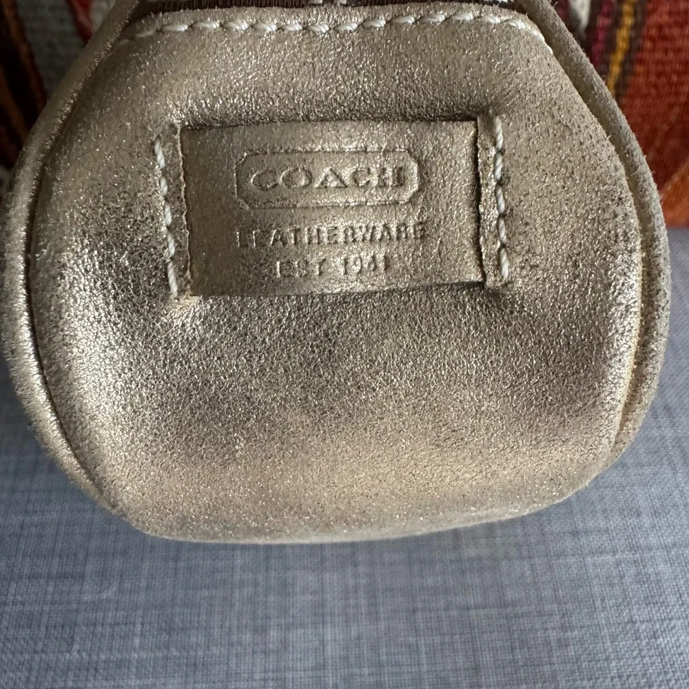 Vintage Y2K Coach Signature Demi Mini Bag in Canvas and Gold Leather - Picture 5 of 12
